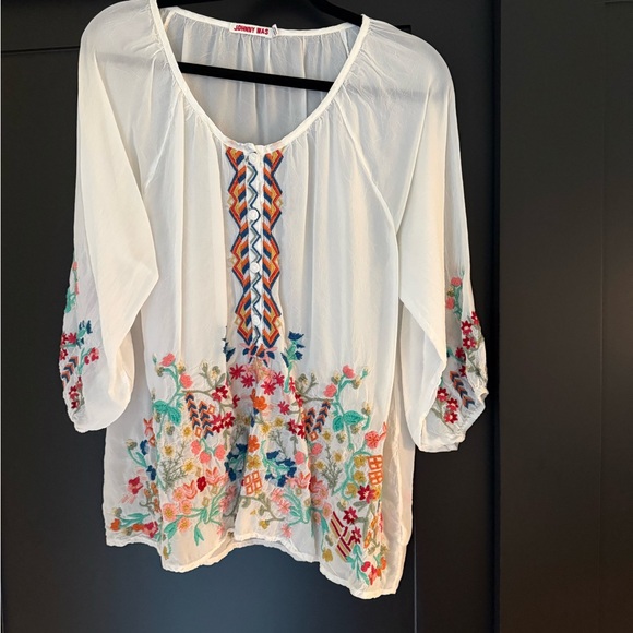 Johnny Was sheer embroidered blouse. Great condition. Size Small - Picture 2 of 7